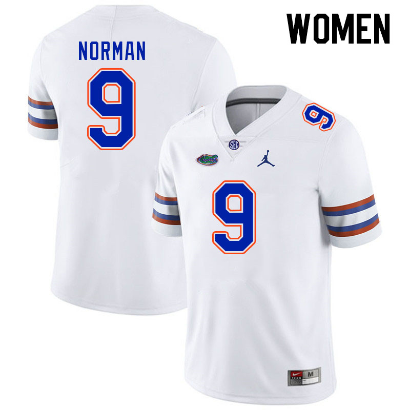 Women #9 Will Norman Florida Gators College Football Jerseys Stitched-White